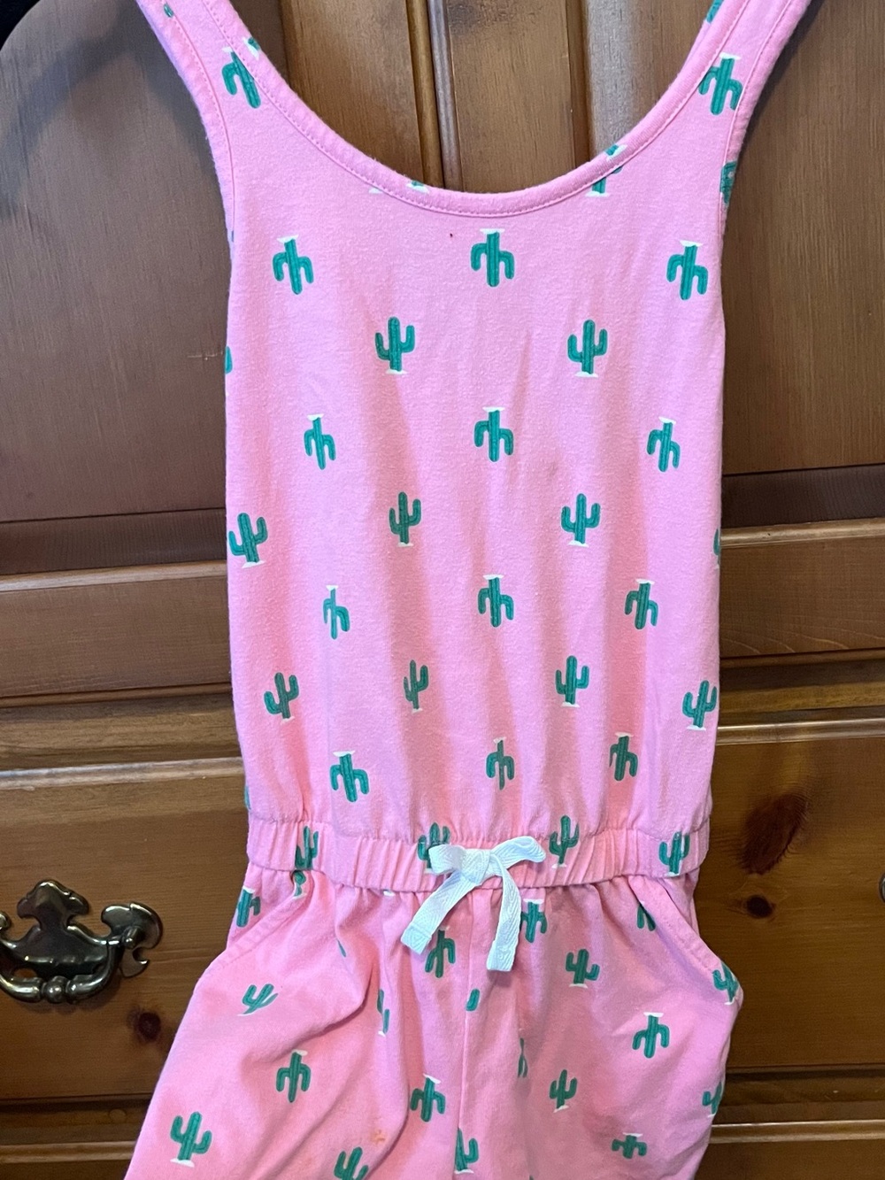 Girls' Pink Cactus Print Romper - Kids Bottoms